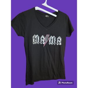 Women's‎ Mama Gildan Black V Neck Size S Custom